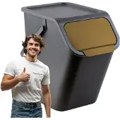 Practic BIO afvalbak 25L bruin met klapdeksel - Keuken afvalscheiding