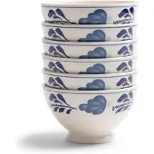 Royal Boch Boerenblauw Kom 13cm op voet set van 6