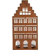Clayre & Eef Waxinelichthouder Huis 12x12x24 cm Bruin Metaal