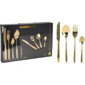 Eh Excellent Houseware Excellent Houseware | Bestekset voor 24 personen - Goud - Elegant design - Hoogwaardige roestvrijstalen kwaliteit