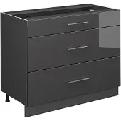 Vicco Keukenonderkast Fame-Line Antraciet Hoogglans/Antraciet 100 cm zonder werkblad, Model 61623