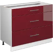 Vicco Keukenonderkast Fame-Line Bordeauxrode hoogglans/Wit 100 cm zonder werkblad, Model 61619