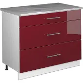 Vicco Keukenonderkast Fame-Line Bordeauxrode hoogglans/Wit 100 cm, WB Marmer, Model 61999