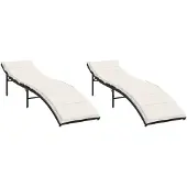 vidaXL Ligbedden 2 st met kussens poly rattan zwart