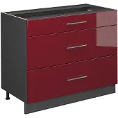 Vicco Keukenonderkast Fame-Line Bordeauxrode hoogglans/Antraciet 100 cm zonder werkblad, Model 61628