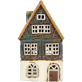Clayre & Eef Waxinelichthouder Huis Blauw Keramiek