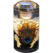 Gilde waxinelichthouder met lampje - pauwenveer met goud 14,5cm