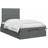 vidaXL Ottoman bed met matras Donkergrijs 120 x 200 cm Stof