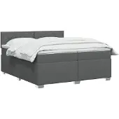 vidaXL Boxspringbed met matras en LED-verlichting, donkergrijs, 200 x 200 cm