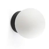 Faro Wandlamp Ping, zwart, Badkamer, Glas, Modern, Wandlamp