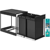 Songmics Afvalemmer keuken, uittrekbaar, stalen frame, ABS-deksel