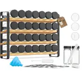 Vasagle Kruidenrek – inktzwart en naturel beige – 4 planken – 28 potjes – Inktzwart/natuurbeige