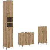 vidaXL 3-delig badkamerkast set ZWOLLE Bewerkt hout