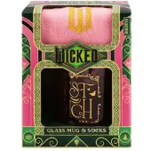 Paladone Wicked, Glinda Glass mok & Socks Set – Giftset met Roze Mok & Gouden Sokken, Officieel gelicentieerd -
