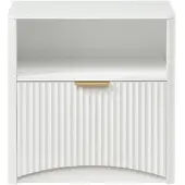 MODFU -Bedtafel-Nachtkastje-Met Lade-Open Vak-Wit-58 X 38 X 60 Cm