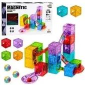 Leantoys Magnetische constructieblokken kubussen ballenbaan kleurrijk 33 st.