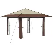 vidaXL Gazebo zonder zijwanden, 3.3 x 3.3 meter, crème en bruin