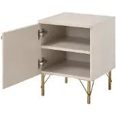 Vente-unique Nachtkastje rechterzijde 1 deur - Beige en Goudkleurig ALOBARA
