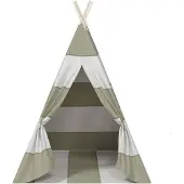vidaXL Kindertent Grijs en wit 120 x 120 x 150 cm Massief grenenhout