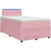 vidaXL Boxspringbed met matras en hoofdeinde, roze, 120 x 200 cm, fluweel