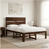 vidaXL Tweepersoonsbed met hoofdbord ROSTOCK Donkerbruin 150 x 200 cm