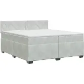 vidaXL Boxspringbed met matras Lichtgrijs 200 x 200 cm Fluweel