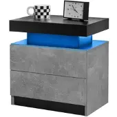 MODFU Nachtkastje - LED Verlichting - Modern - Grijs - Hout
