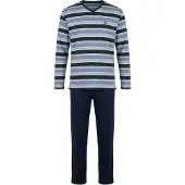Hajo Pyjama lang 'Klima-Light' blauw