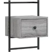 vidaXL Nachtkastje wandgemonteerd 35x30x51 cm hout grijs sonoma eiken