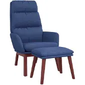 vidaXL Relaxstoel met voetenbank stof blauw