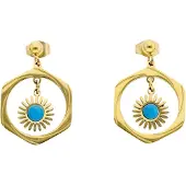 IZIA Oorbellen turquoise / goud