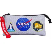 KARACTERMANIA - NASA - Houston - Triple Potloden Etui met Rits - Pennenzak - Tekenetui - grijs