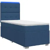 vidaXL LED boxspringbed met matras, blauw, 90 x 200 cm, gestoffeerd