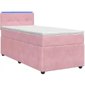 vidaXL Boxspringbed met matras en hoofdeinde, roze, 90 x 200 cm, fluweel