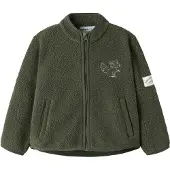 Name it Fleece jas 'NMMOWE' lichtgrijs / donkergroen