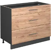 Vicco Keukenonderkast Fame-Line Goudkleurig Eiken/Antraciet 100 cm, WB Eik, Model 61625