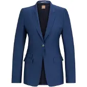 BOSS Slanke damesblazer met enkele rij knopen (Blauw)