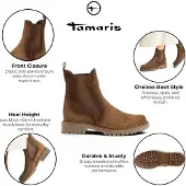 Tamaris Dames bruine leren High Chelsea enkellaarzen - 25427-41