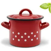 Tragar Traditionele geëmailleerde pan met Deksel - Rood, 16cm, 2.3L