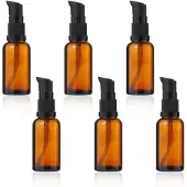 Famanu – Amberkleurige glazen pompflessen 30 ml – Set van 6