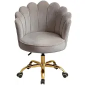 Russle Velvet Schelp Bureaustoel Taupe met Goudkleurig onderstel