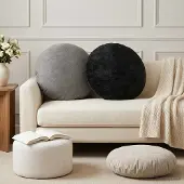 vidaXL Kussensloop 2 st HEERLEN Donkergrijs Ø 50 cm Chenille Stof