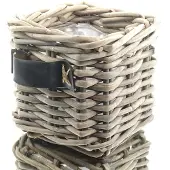 Van der leeden Rattan Overzetpot Grijs vierkant 35 x 35 cm
