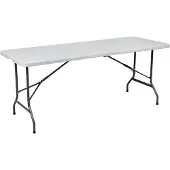 Famanu – Inklapbare vouwtafel in wit, 180x70x74 cm, campingtafel met draaghandvat, weerbestendig