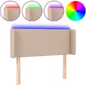vidaXL Hoofdbord LED 93x16x78/88 cm kunstleer cappuccinokleurig