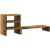 vidaXL Monitorstandaard met bureau-organizer hout oud houtkleurig