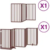 vidaXL Hondenhek inklapbaar 9 panelen 450 cm populierenhout bruin