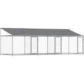 vidaXL Hondenhok met dak en deuren 6x2x2 m gegalvaniseerd staal grijs