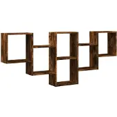 vidaXL Wandschap 159x18x66 cm bewerkt hout gerookt eikenkleurig