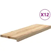 vidaXL Traptreden 12 st 80x25x2 cm onbehandeld massief eikenhout